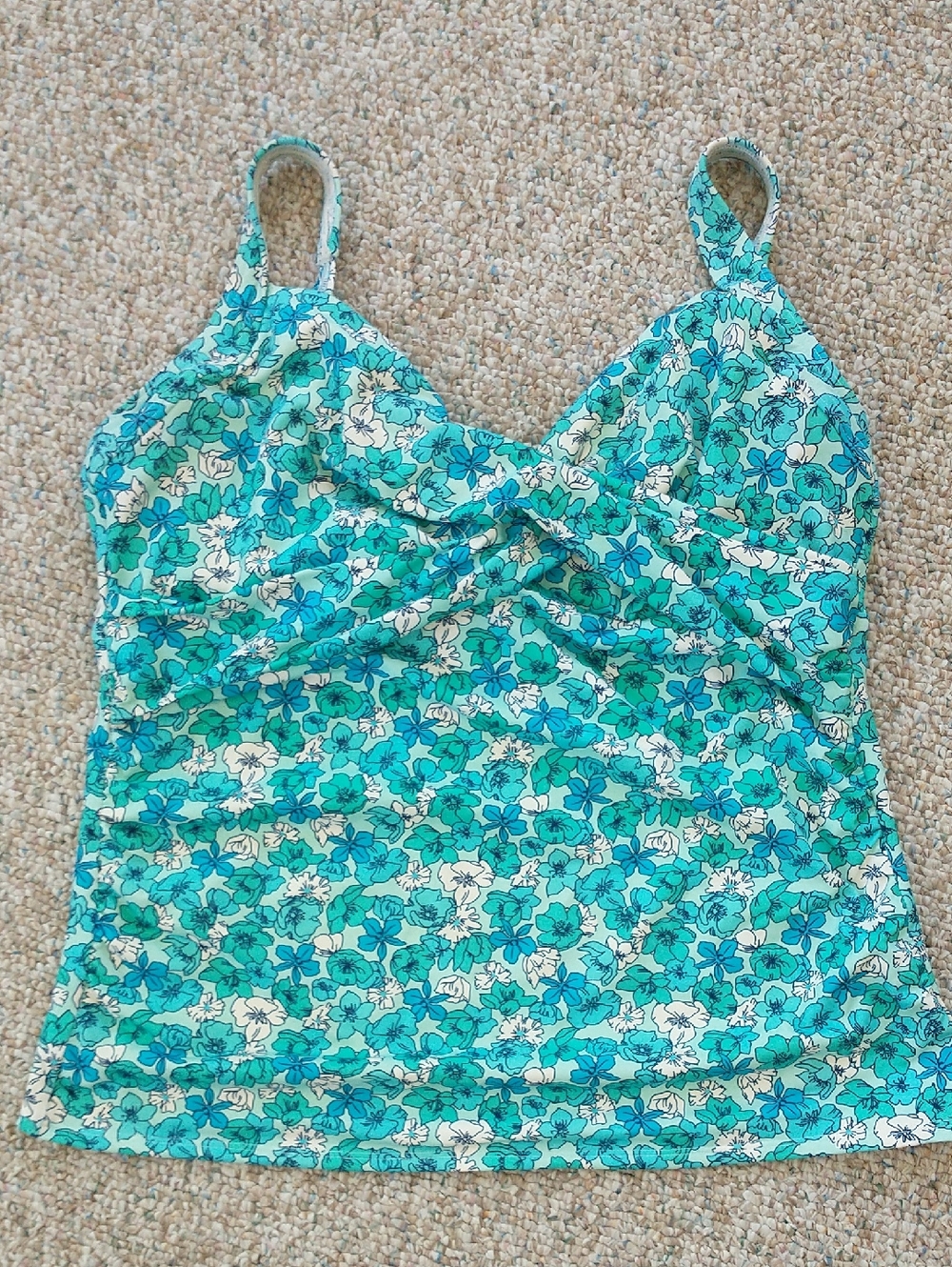 Lands' End  Floral Sweetheart Wrap Underwire Tankini Top 12 Petite